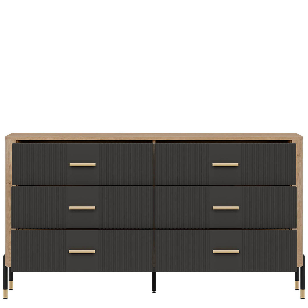 Фото наповнення комода DANTE LIVEO DT05 дуб кремона торро / антрацит / золоті ручки