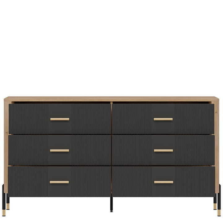 Фото наповнення комода DANTE LIVEO DT05 дуб кремона торро / антрацит / золоті ручки