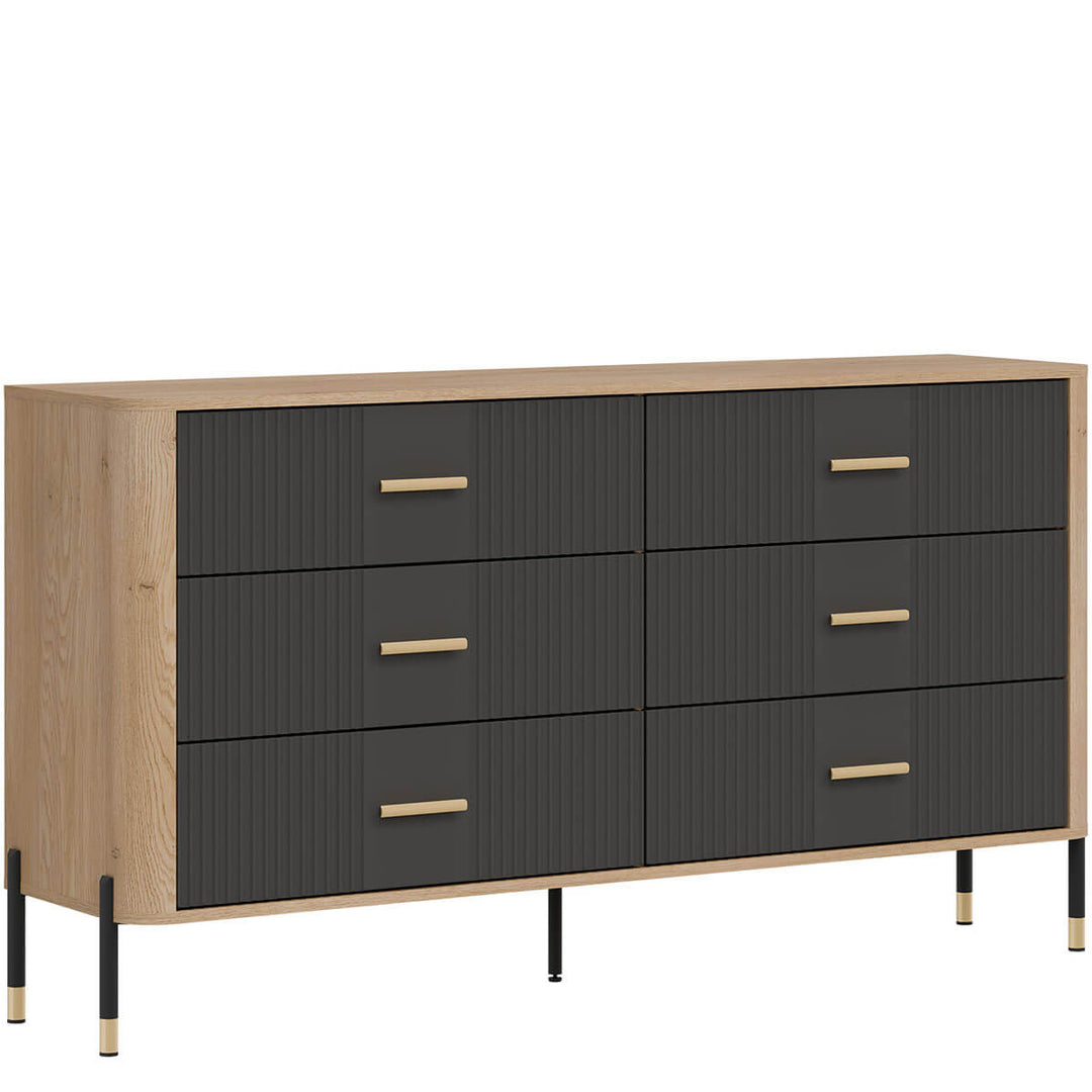 Фото вигляду зліва комода DANTE LIVEO DT05 дуб кремона торро / антрацит / золоті ручки