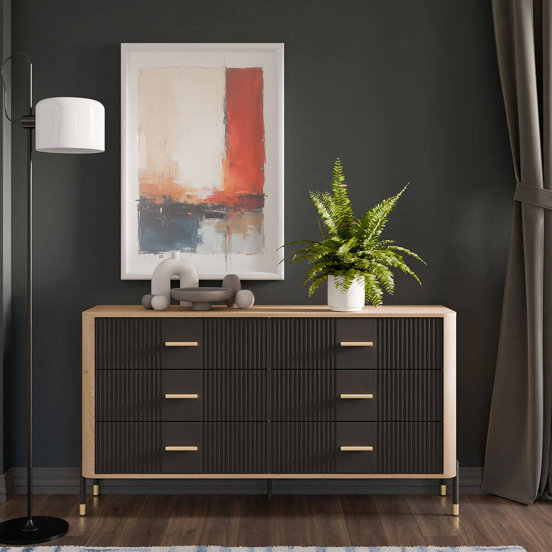 Фото комода DANTE LIVEO DT05 дуб кремона торро / антрацит / золоті ручки в інтер'єрі