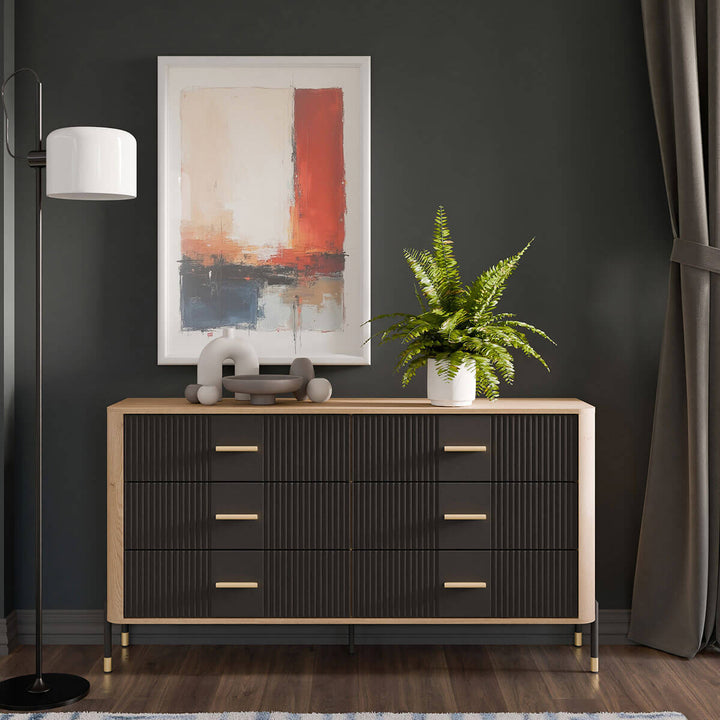 Фото комода DANTE LIVEO DT05 дуб кремона торро / антрацит / золоті ручки в інтер'єрі