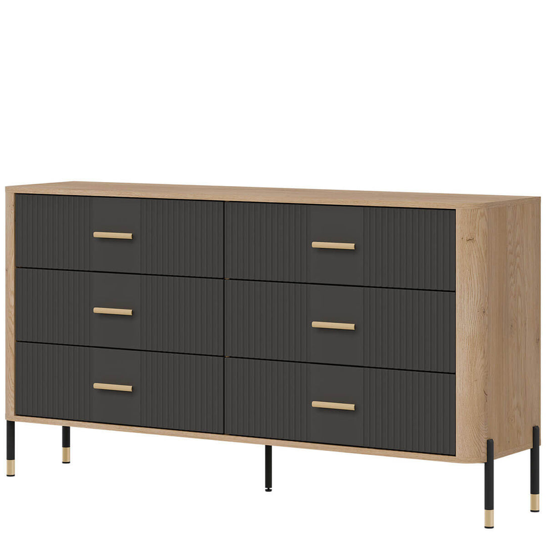 Фото вигляду справа комода DANTE LIVEO DT05 дуб кремона торро / антрацит / золоті ручки