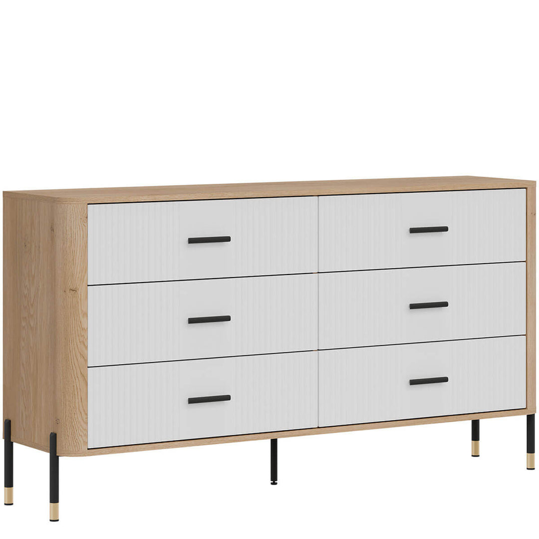 Фото вигляду зліва комода DANTE LIVEO DT05 дуб кремона торро / білий / чорні ручки