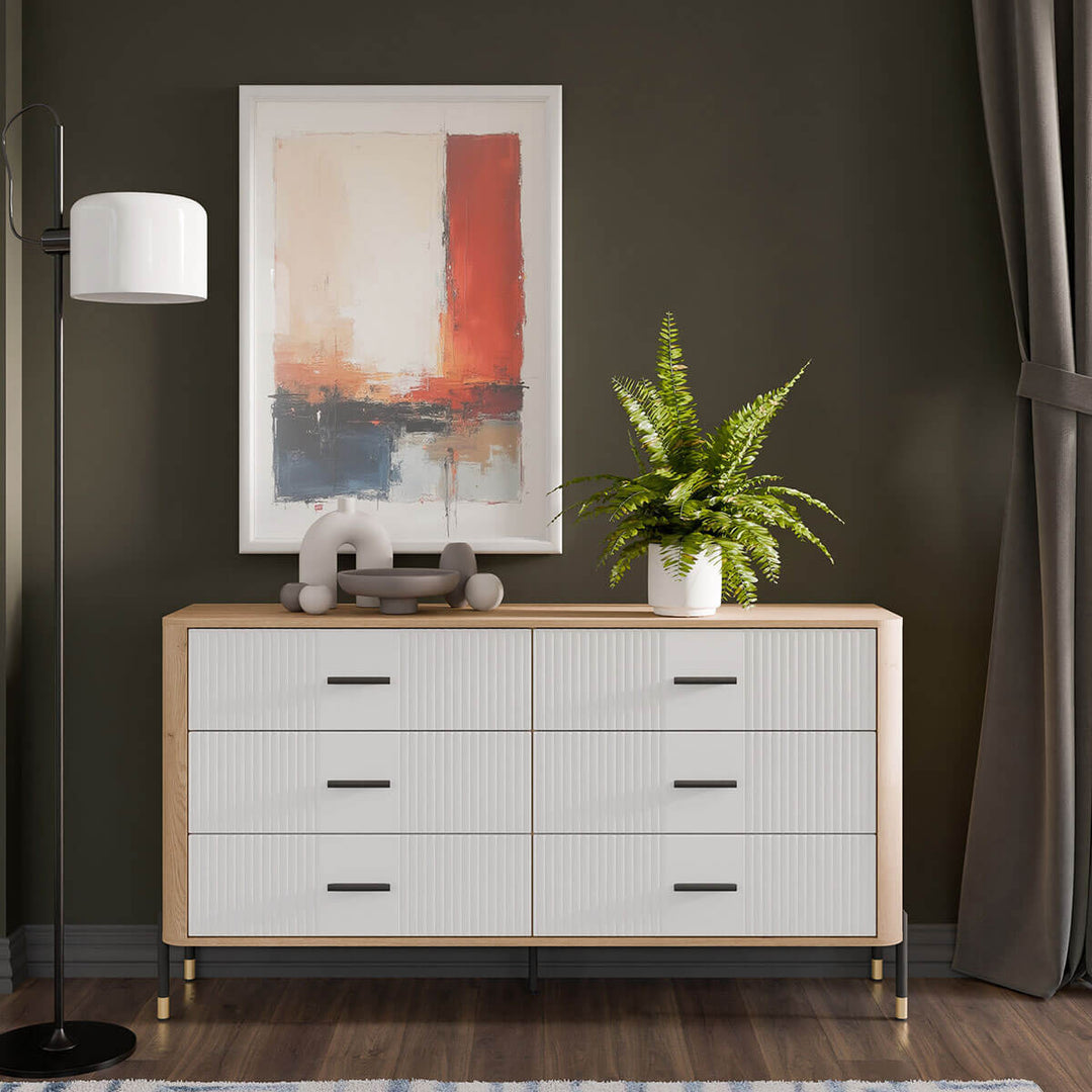 Фото комода DANTE LIVEO DT05 дуб кремона торро / білий / чорні ручки в інтер'єрі