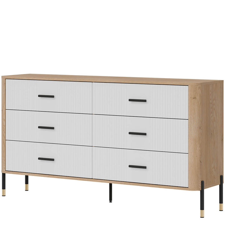 Фото вигляду справа комода DANTE LIVEO DT05 дуб кремона торро / білий / чорні ручки