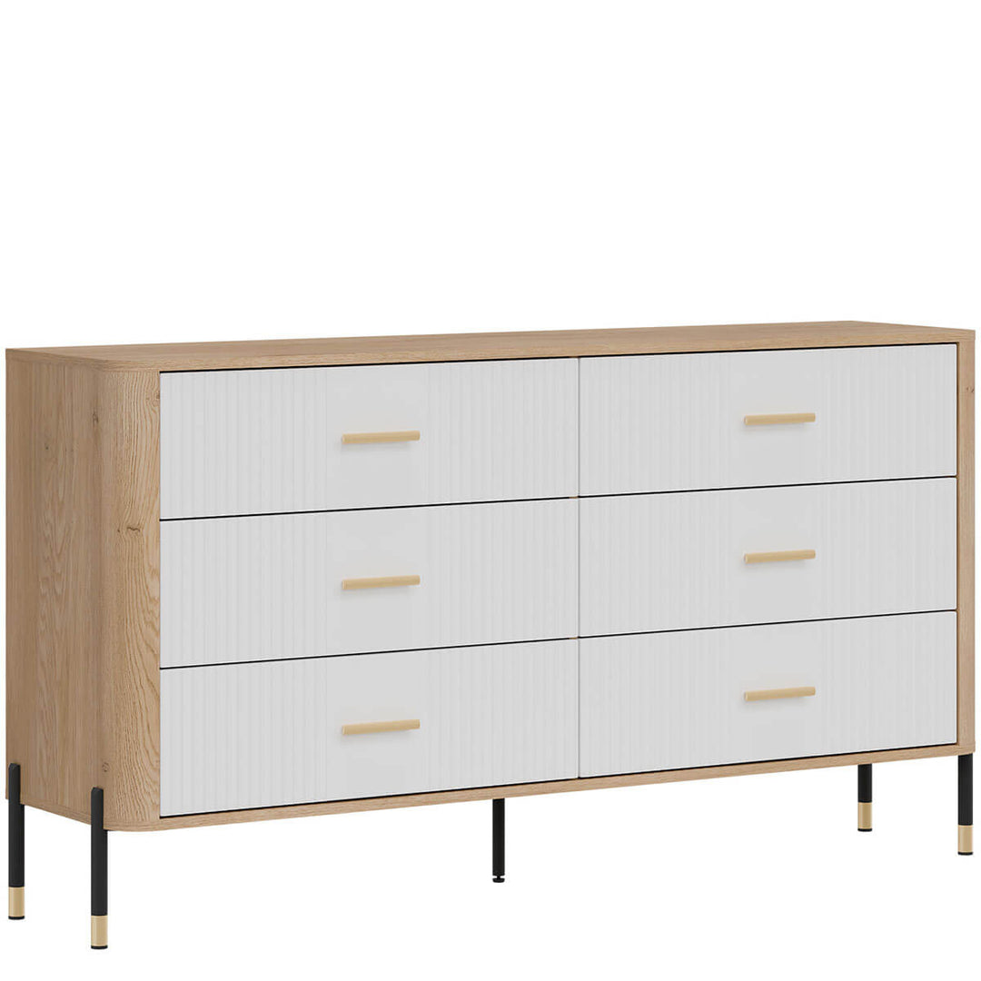 Фото вигляду зліва комода DANTE LIVEO DT05 дуб кремона торро / білий / золоті ручки