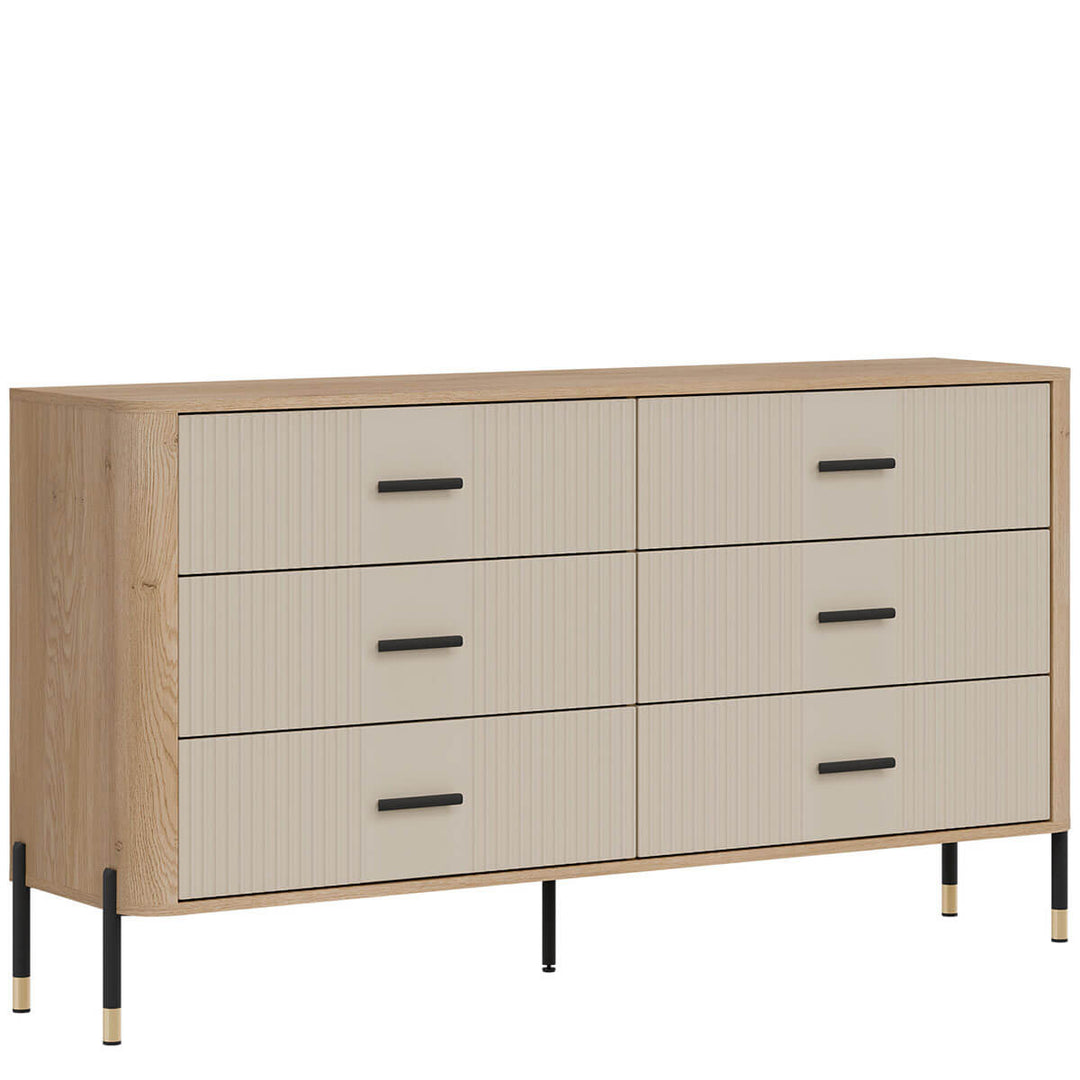 Фото вигляду зліва комода DANTE LIVEO DT05 дуб кремона торро / кашемір / чорні ручки