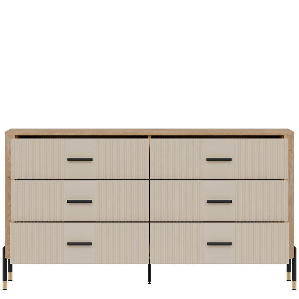 Фото наповнення комода DANTE LIVEO DT05 дуб кремона торро / кашемір / чорні ручки