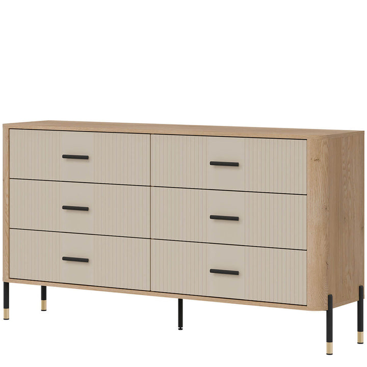 Фото вигляду справа комода DANTE LIVEO DT05 дуб кремона торро / кашемір / чорні ручки