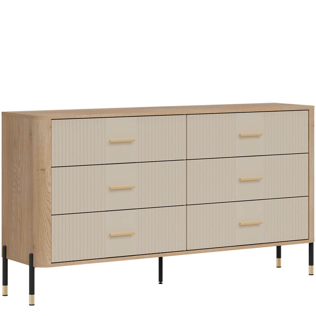 Фото вигляду зліва комода DANTE LIVEO DT05 дуб кремона торро / кашемір / золоті ручки