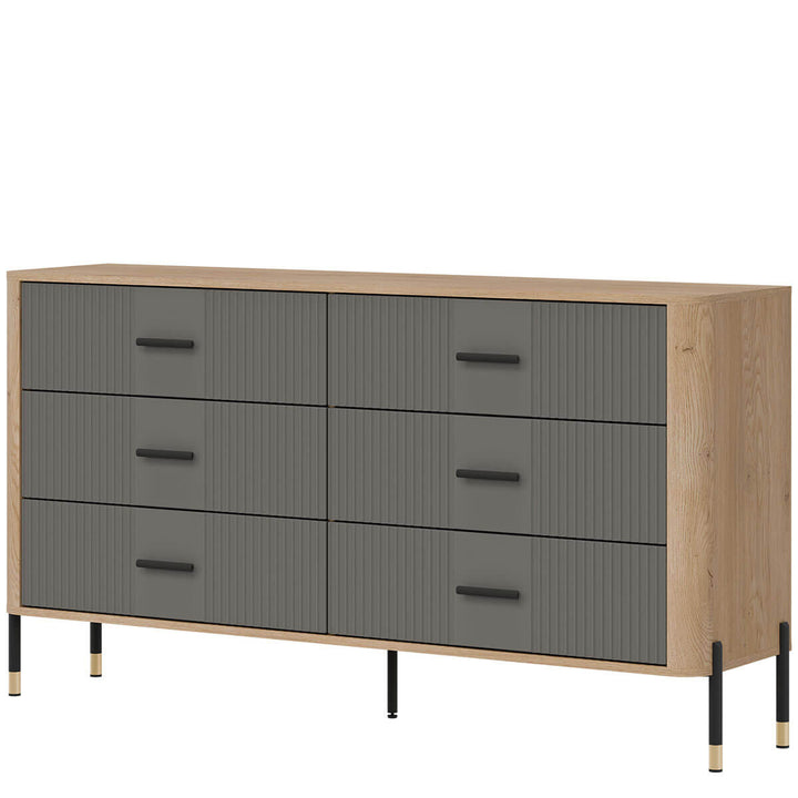 Фото вигляду справа комода DANTE LIVEO DT05 дуб кремона торро / сірий / чорні ручки