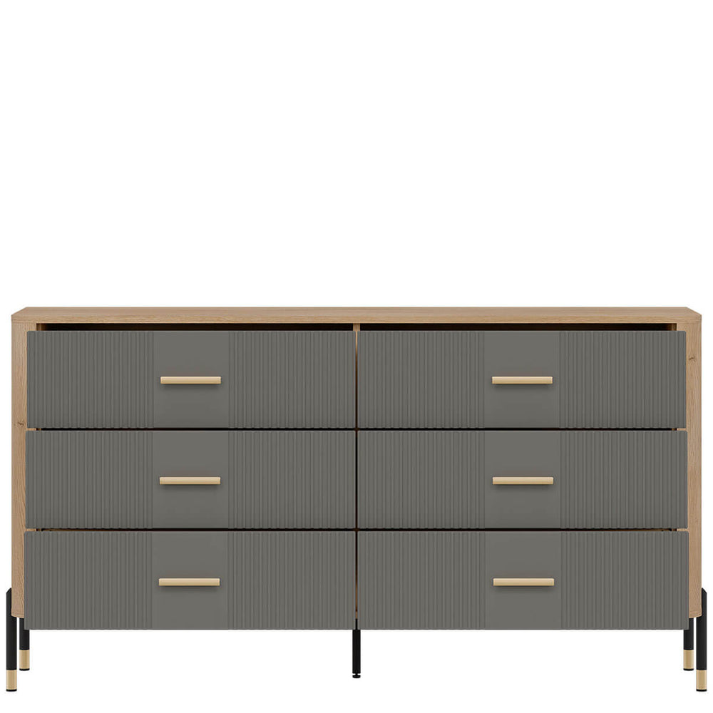 Фото наповнення комода DANTE LIVEO DT05 дуб кремона торро / сірий / золоті ручки