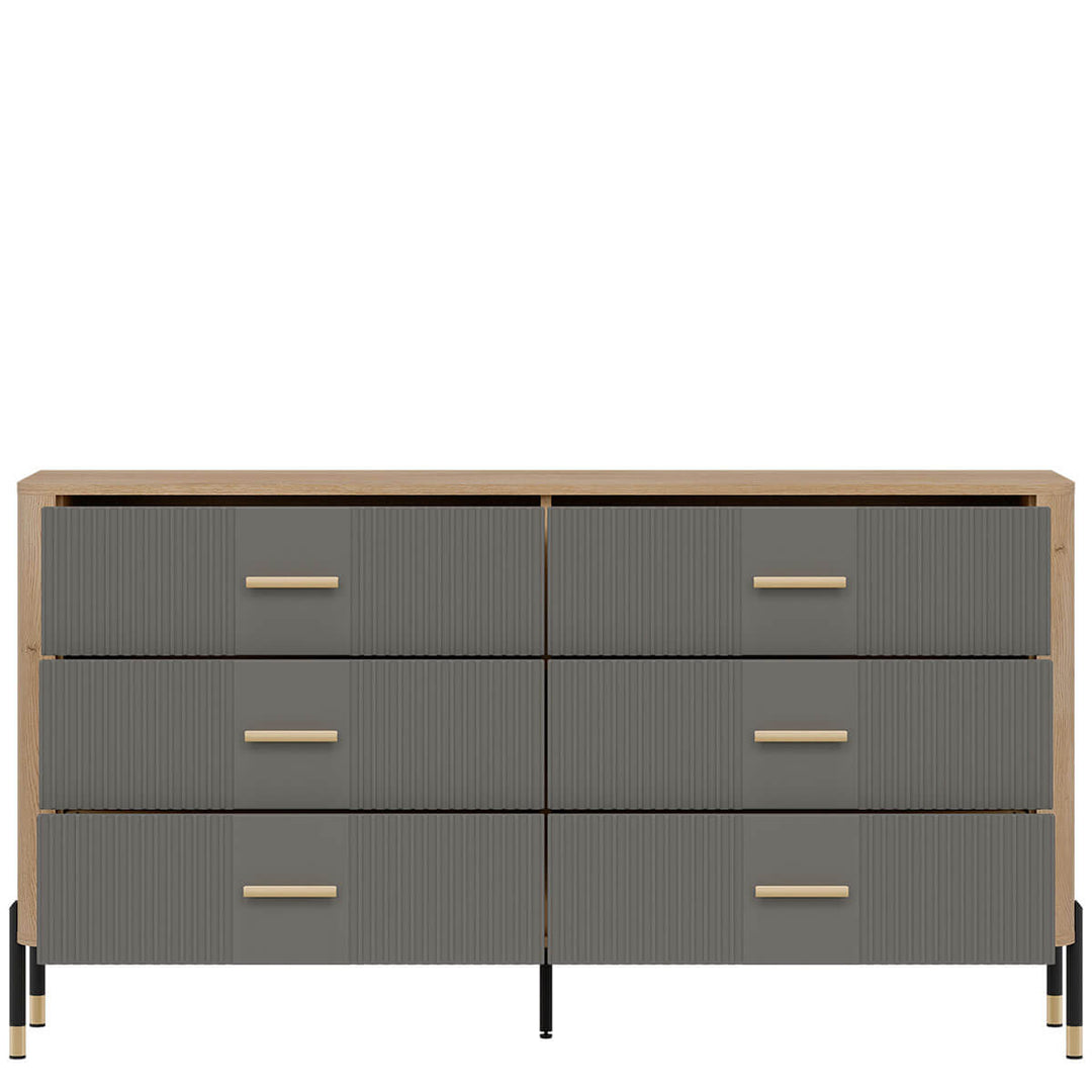 Фото наповнення комода DANTE LIVEO DT05 дуб кремона торро / сірий / золоті ручки