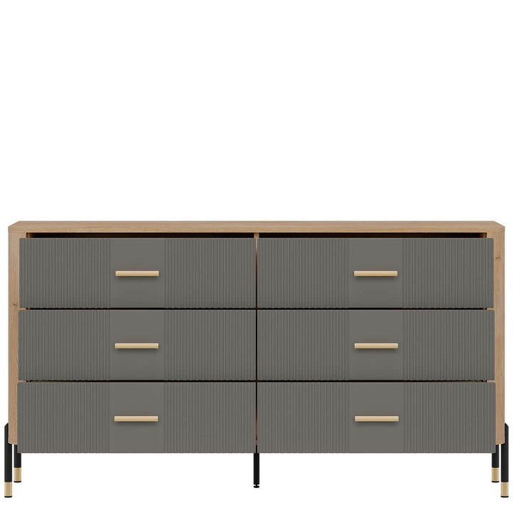 Фото наповнення комода DANTE LIVEO DT05 дуб кремона торро / сірий / золоті ручки