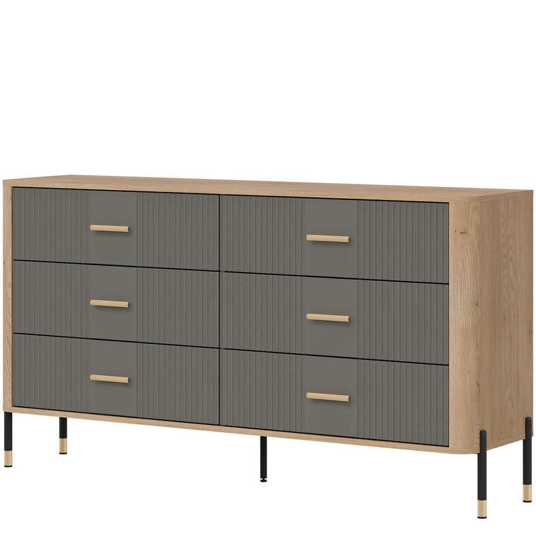 Фото вигляду справа комода DANTE LIVEO DT05 дуб кремона торро / сірий / золоті ручки