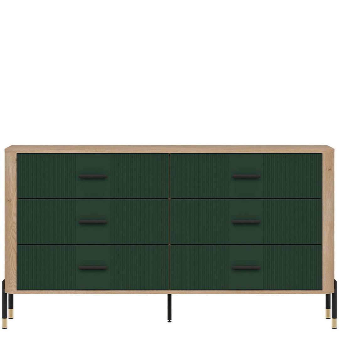 Фото комода DANTE LIVEO DT05 дуб кремона торро / зелений / чорні ручки
