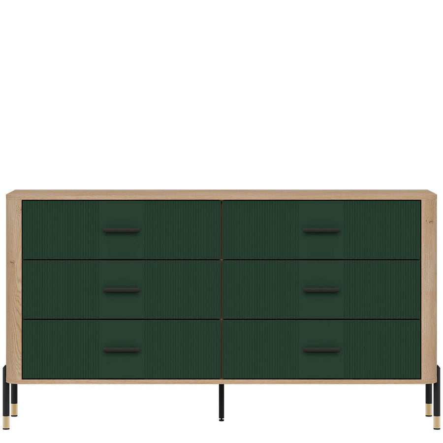 Фото комода DANTE LIVEO DT05 дуб кремона торро / зелений / чорні ручки