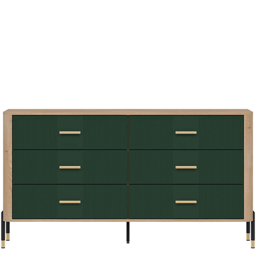 Фото комода DANTE LIVEO DT05 дуб кремона торро / зелений / золоті ручки