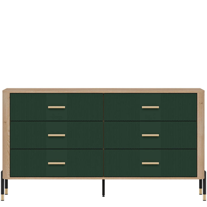 Фото комода DANTE LIVEO DT05 дуб кремона торро / зелений / золоті ручки