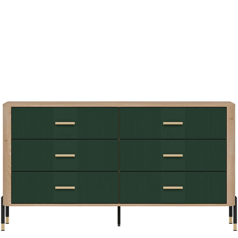 Фото комода DANTE LIVEO DT05 дуб кремона торро / зелений / золоті ручки