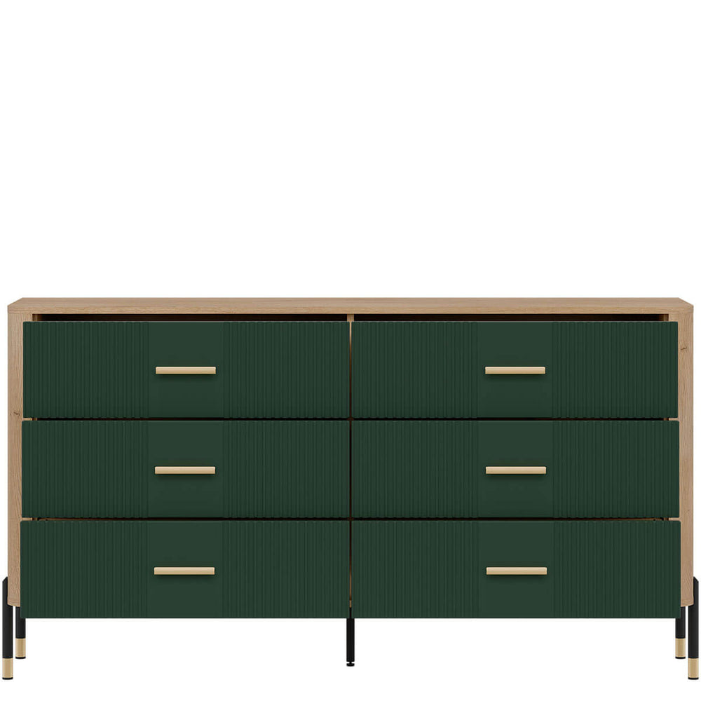 Фото наповнення комода DANTE LIVEO DT05 дуб кремона торро / зелений / золоті ручки