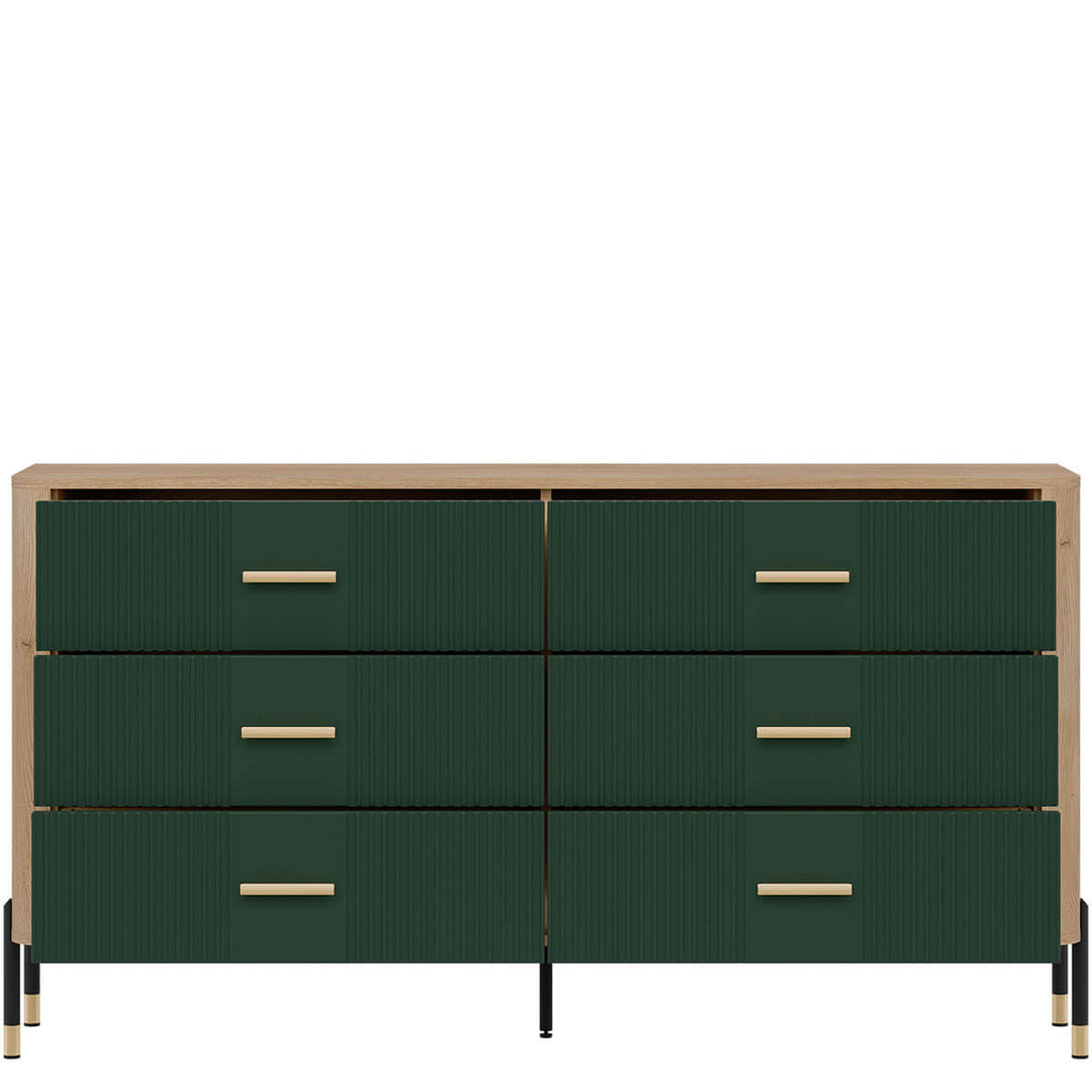 Фото наповнення комода DANTE LIVEO DT05 дуб кремона торро / зелений / золоті ручки