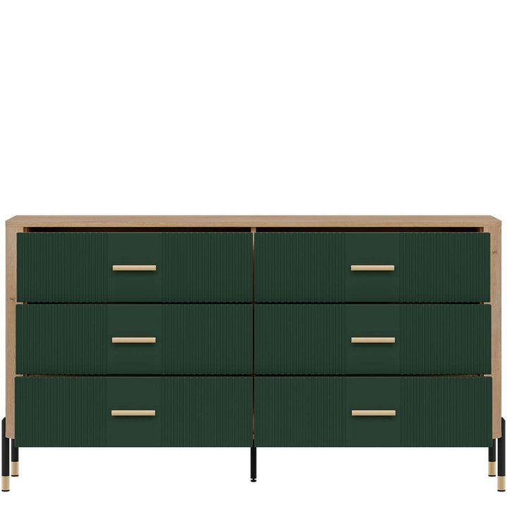 Фото наповнення комода DANTE LIVEO DT05 дуб кремона торро / зелений / золоті ручки