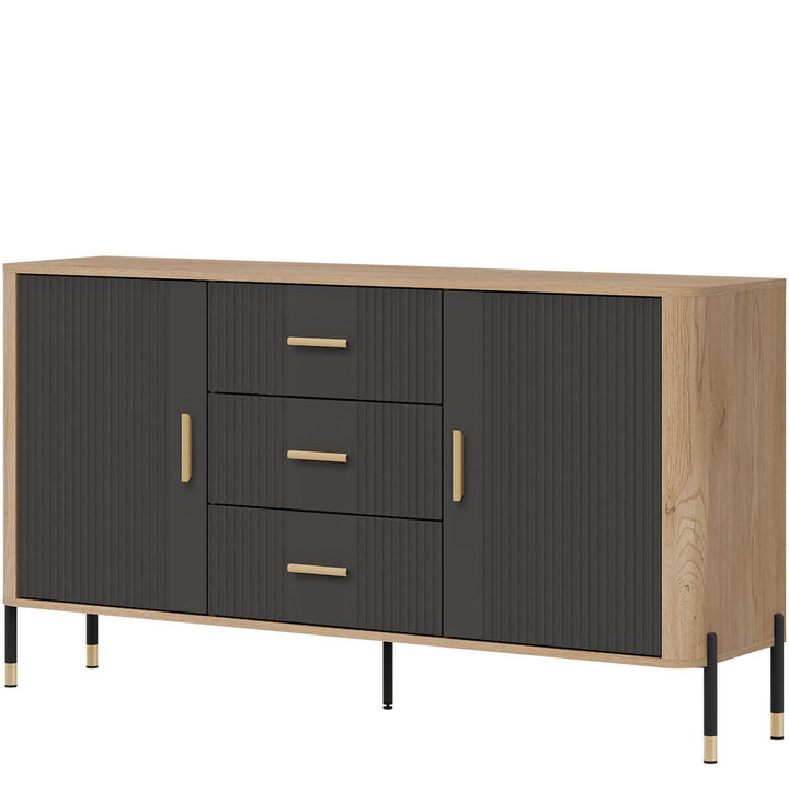 Фото вигляду справа комода DANTE LIVEO DT06 дуб кремона торро / антрацит / золоті ручки