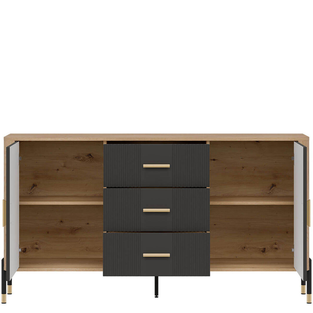 Фото наповнення комода DANTE LIVEO DT06 дуб кремона торро / антрацит / золоті ручки