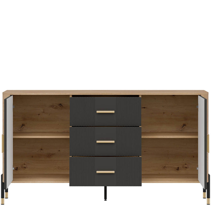 Фото наповнення комода DANTE LIVEO DT06 дуб кремона торро / антрацит / золоті ручки