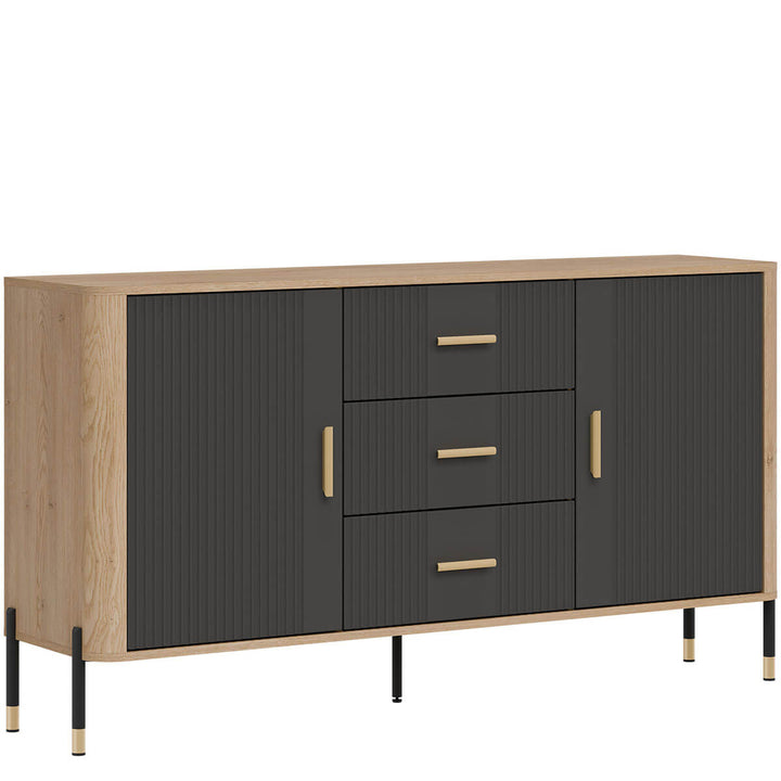 Фото вигляду зліва комода DANTE LIVEO DT06 дуб кремона торро / антрацит / золоті ручки