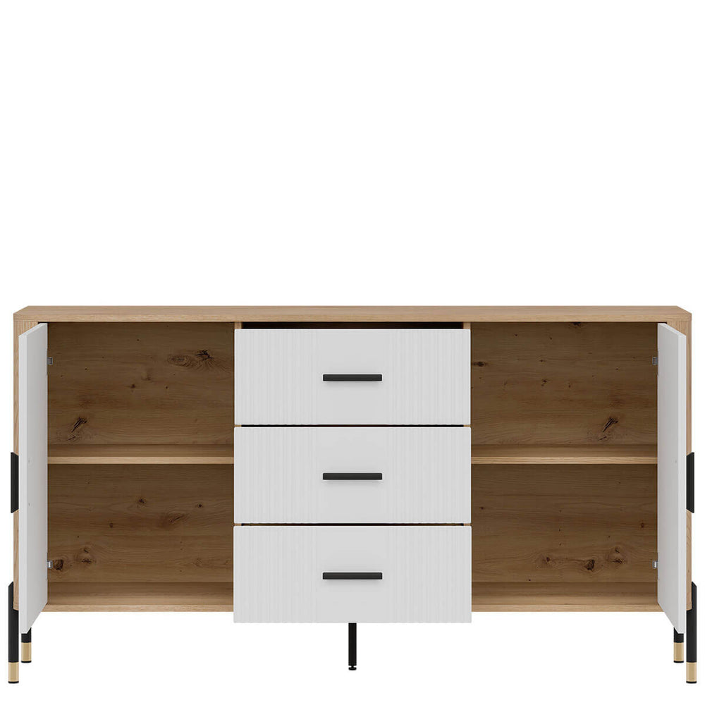 Фото наповнення комода DANTE LIVEO DT06 дуб кремона торро / білий / чорні ручки