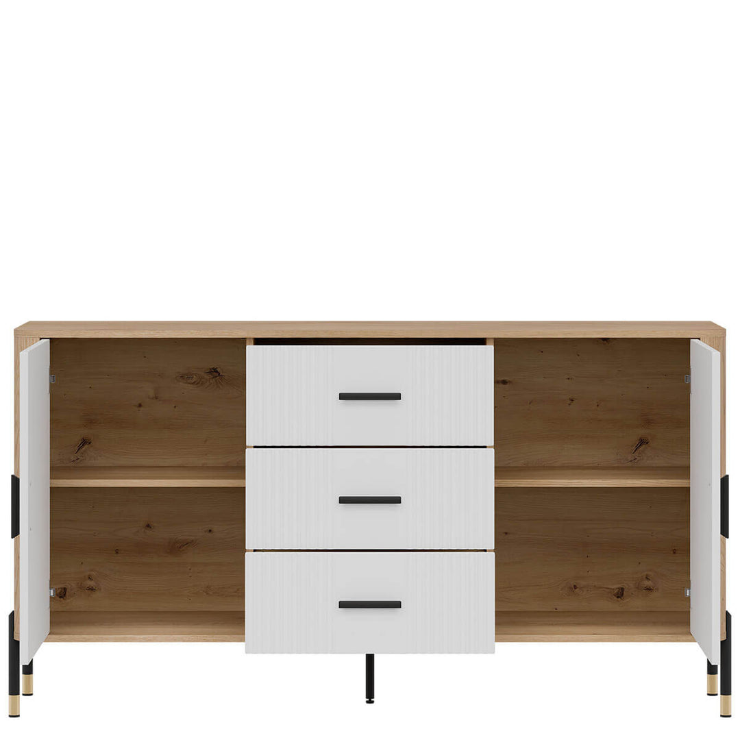 Фото наповнення комода DANTE LIVEO DT06 дуб кремона торро / білий / чорні ручки