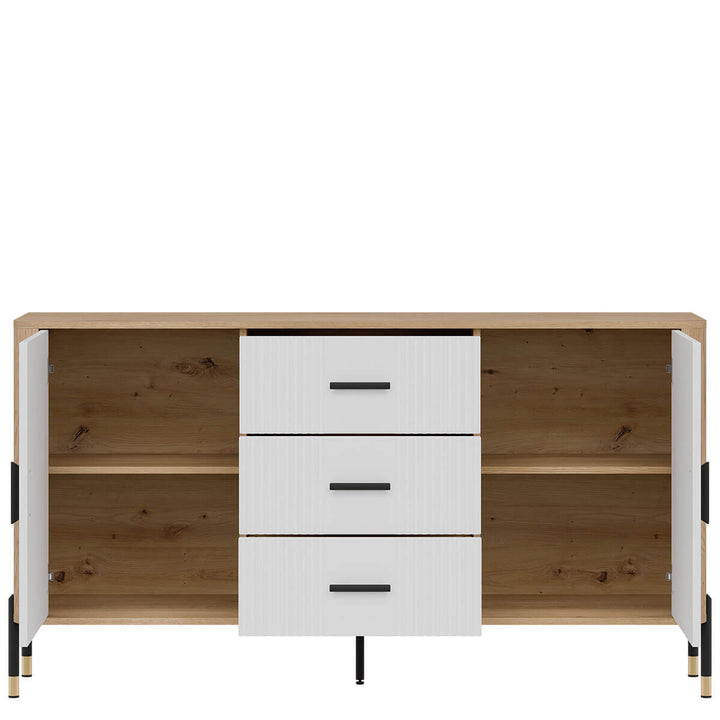 Фото наповнення комода DANTE LIVEO DT06 дуб кремона торро / білий / чорні ручки