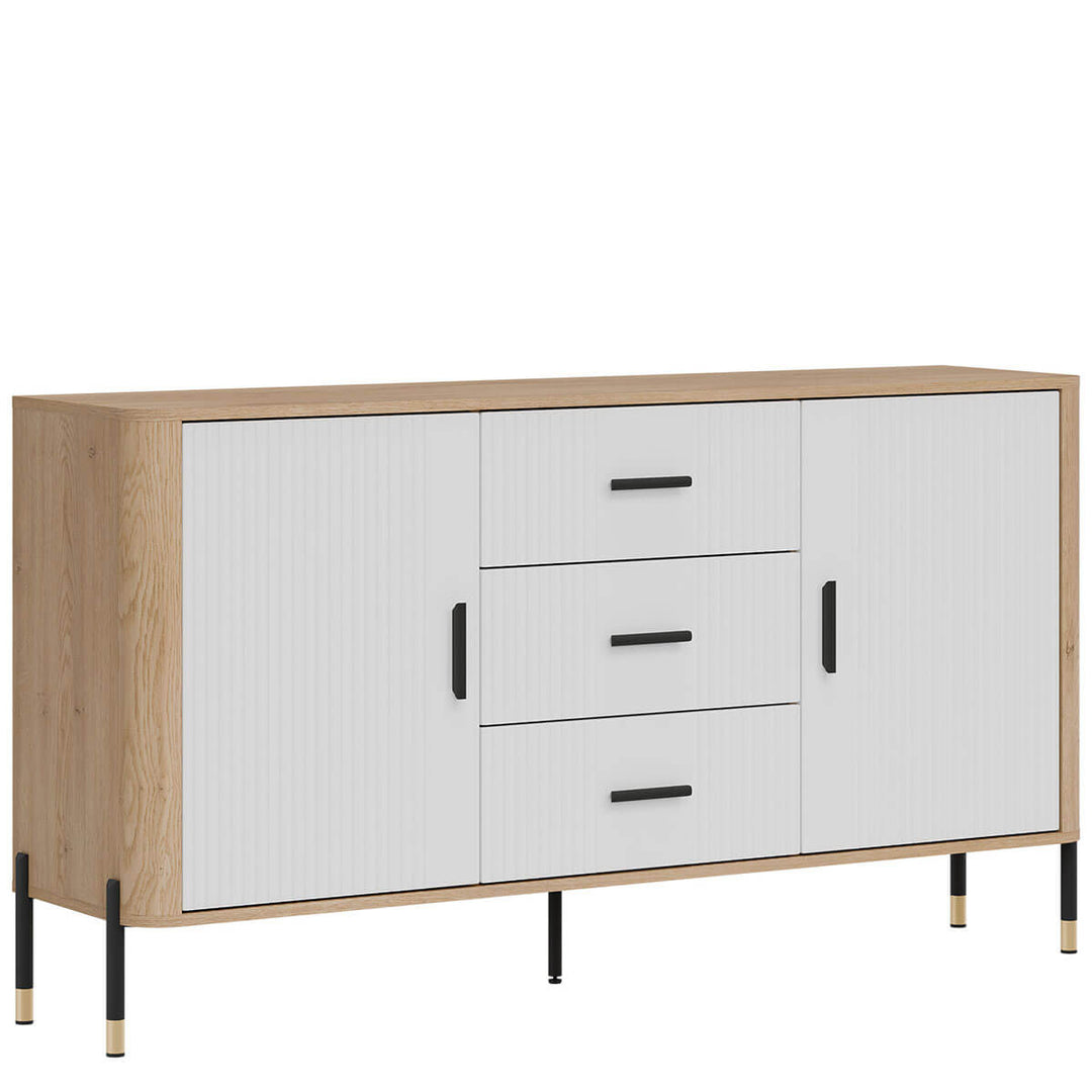 Фото вигляду зліва комода DANTE LIVEO DT06 дуб кремона торро / білий / чорні ручки