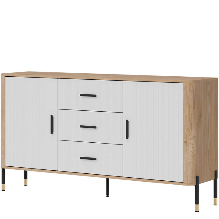 Фото вигляду справа комода DANTE LIVEO DT06 дуб кремона торро / білий / чорні ручки