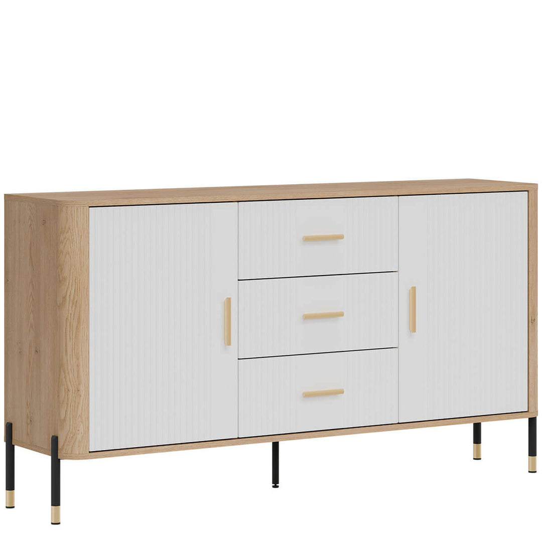 Фото вигляду зліва комода DANTE LIVEO DT06 дуб кремона торро / білий / золоті ручки