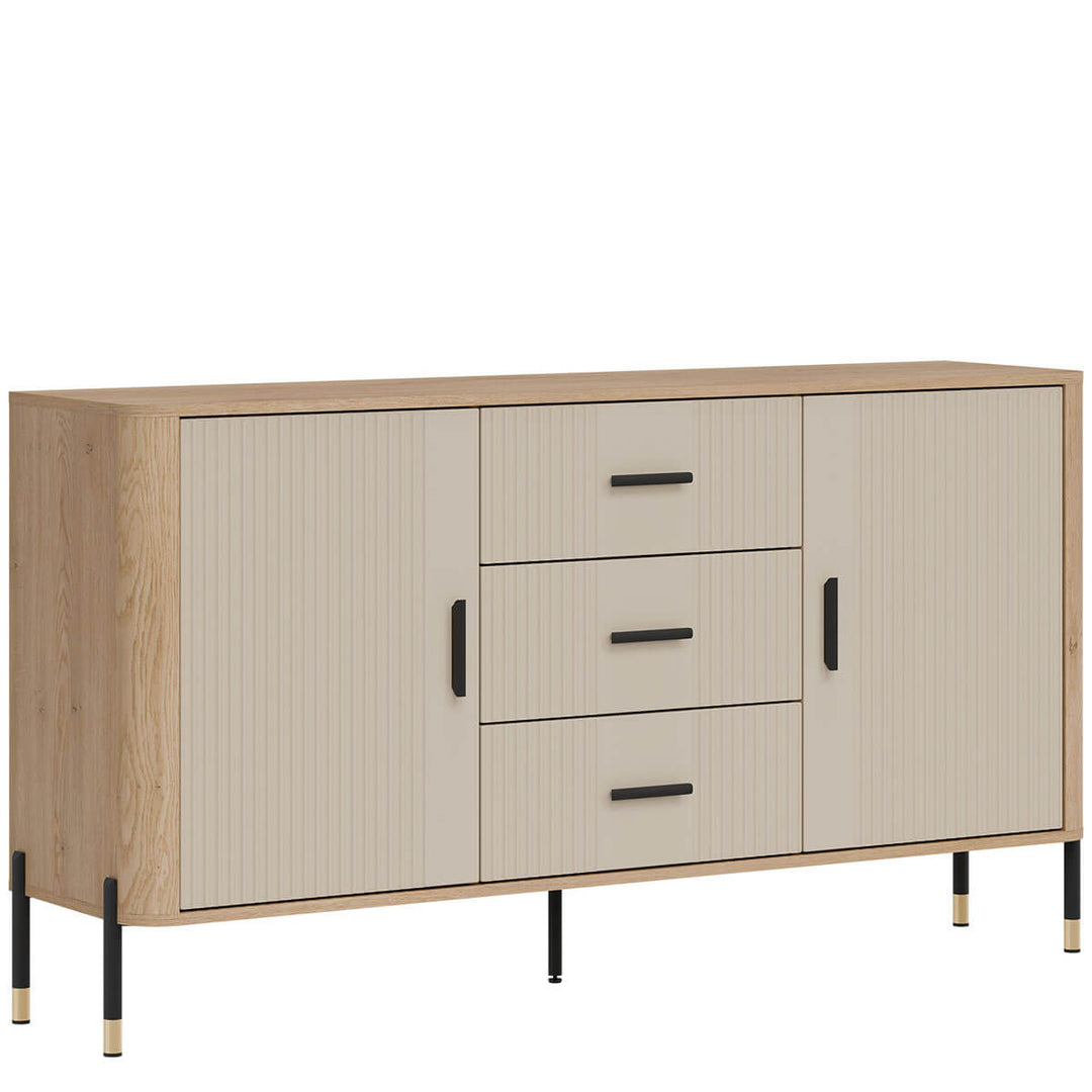 Фото вигляду зліва комода DANTE LIVEO DT06 дуб кремона торро / кашемір / чорні ручки