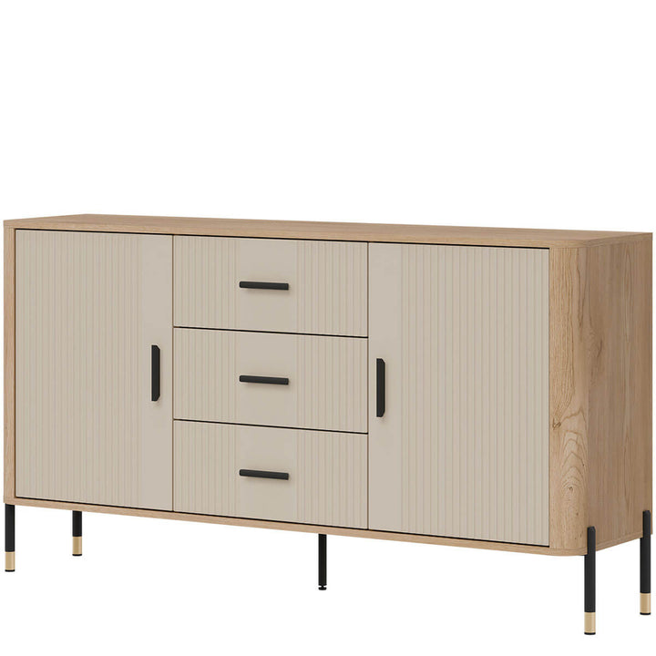 Фото вигляду справа комода DANTE LIVEO DT06 дуб кремона торро / кашемір / чорні ручки