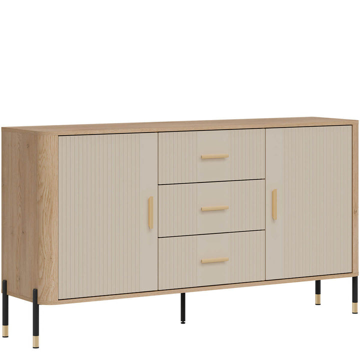 Фото вигляду зліва комода DANTE LIVEO DT06 дуб кремона торро / кашемір / золоті ручки