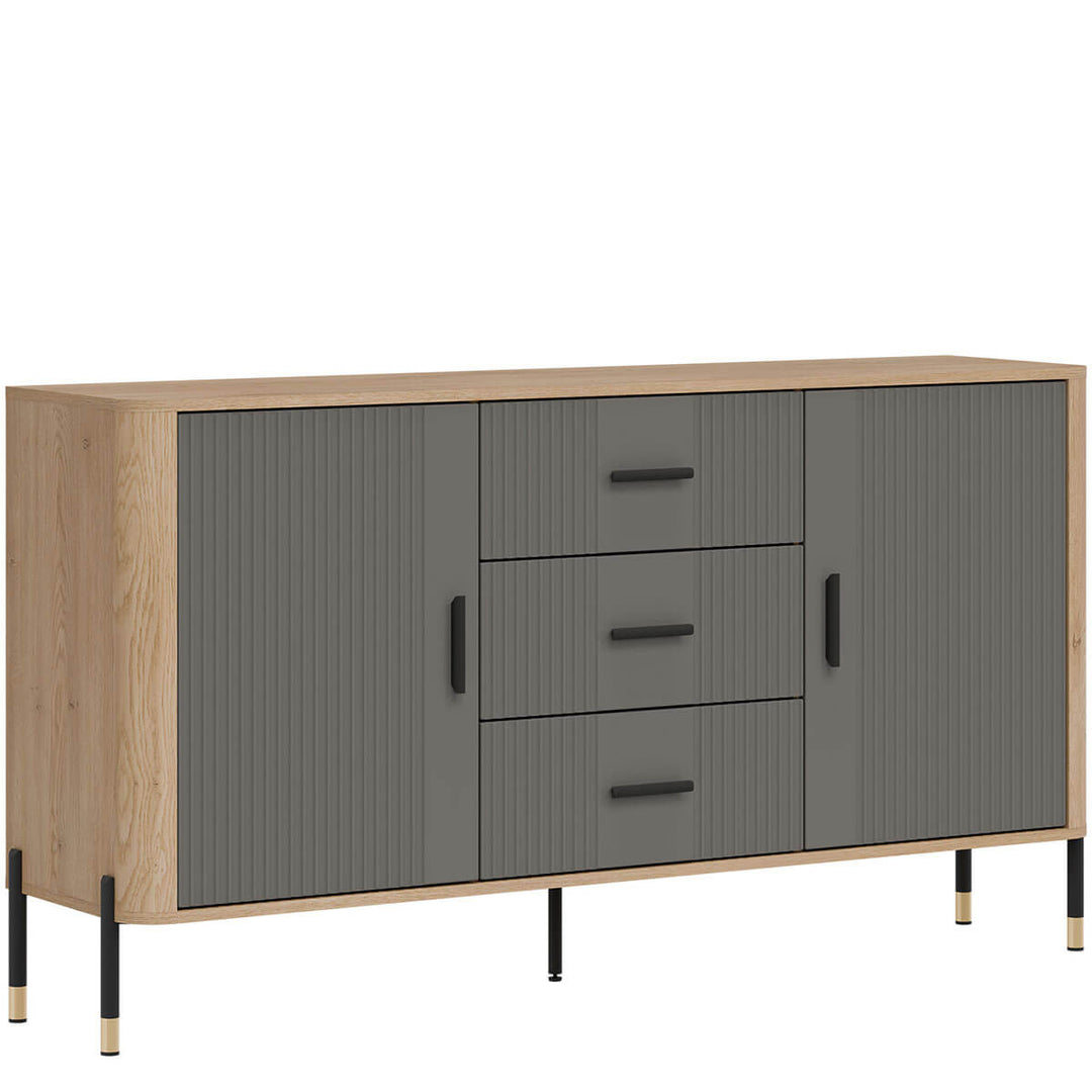 Фото вигляду зліва комода DANTE LIVEO DT06 дуб кремона торро / сірий / чорні ручки