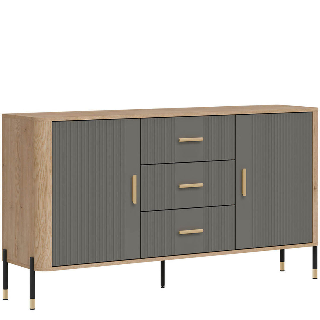 Фото вигляду зліва комода DANTE LIVEO DT06 дуб кремона торро / сірий / золоті ручки