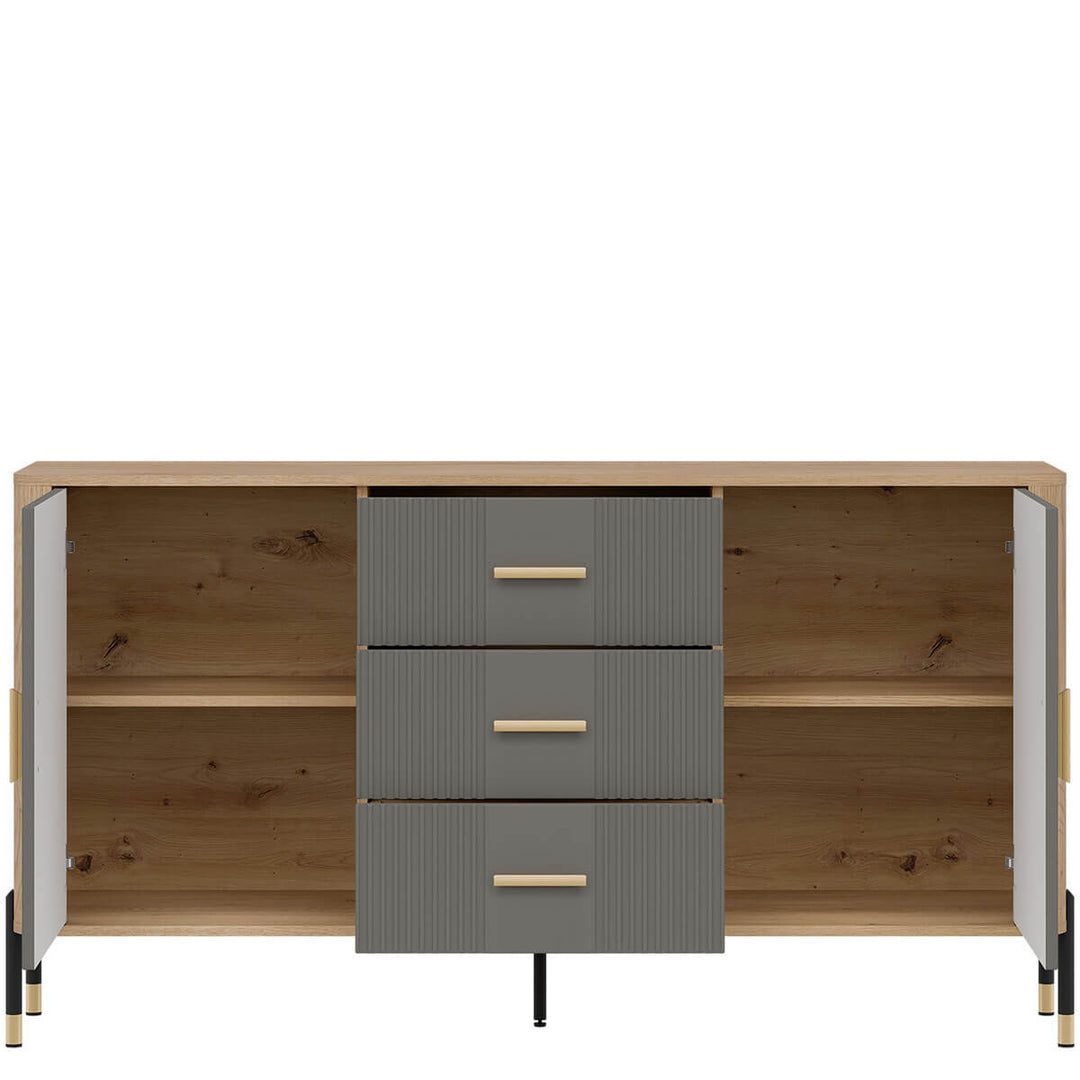 Фото наповнення комода DANTE LIVEO DT06 дуб кремона торро / сірий / золоті ручки