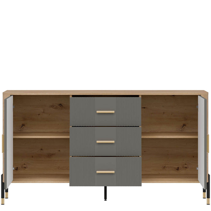 Фото наповнення комода DANTE LIVEO DT06 дуб кремона торро / сірий / золоті ручки