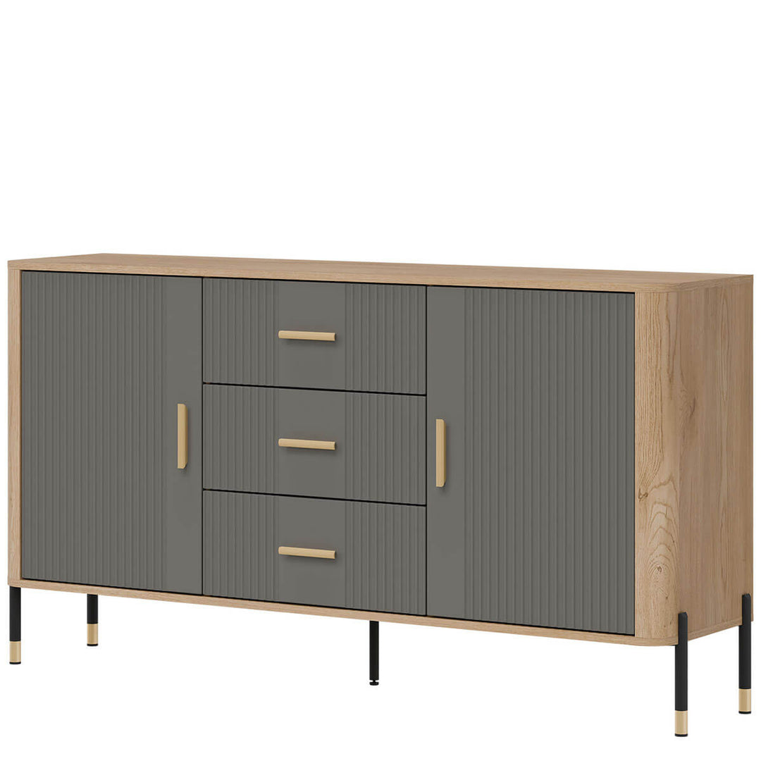 Фото вигляду справа комода DANTE LIVEO DT06 дуб кремона торро / сірий / золоті ручки