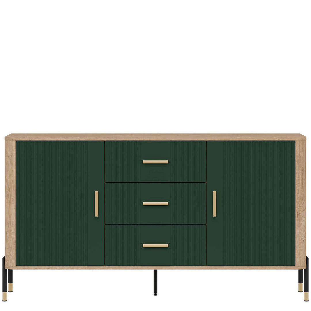 Фото комода DANTE LIVEO DT06 дуб кремона торро / зелений / золоті ручки