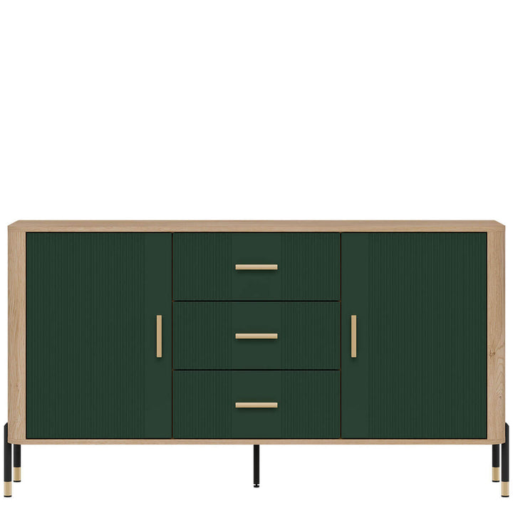 Фото комода DANTE LIVEO DT06 дуб кремона торро / зелений / золоті ручки