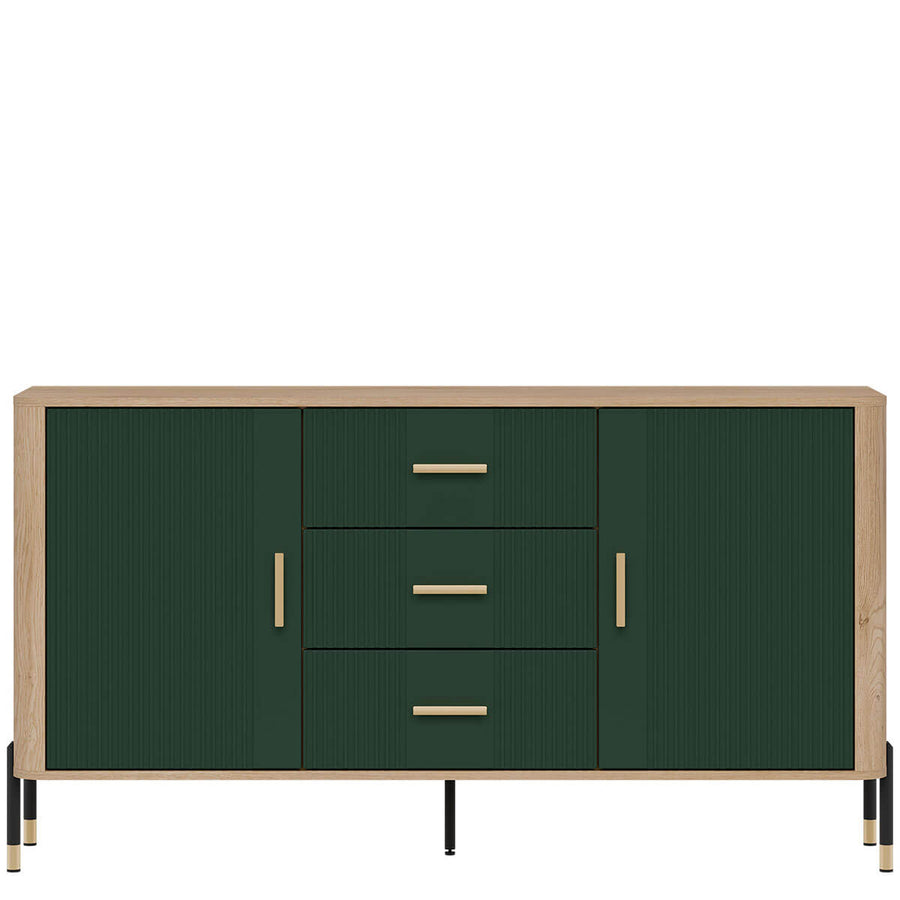 Фото комода DANTE LIVEO DT06 дуб кремона торро / зелений / золоті ручки