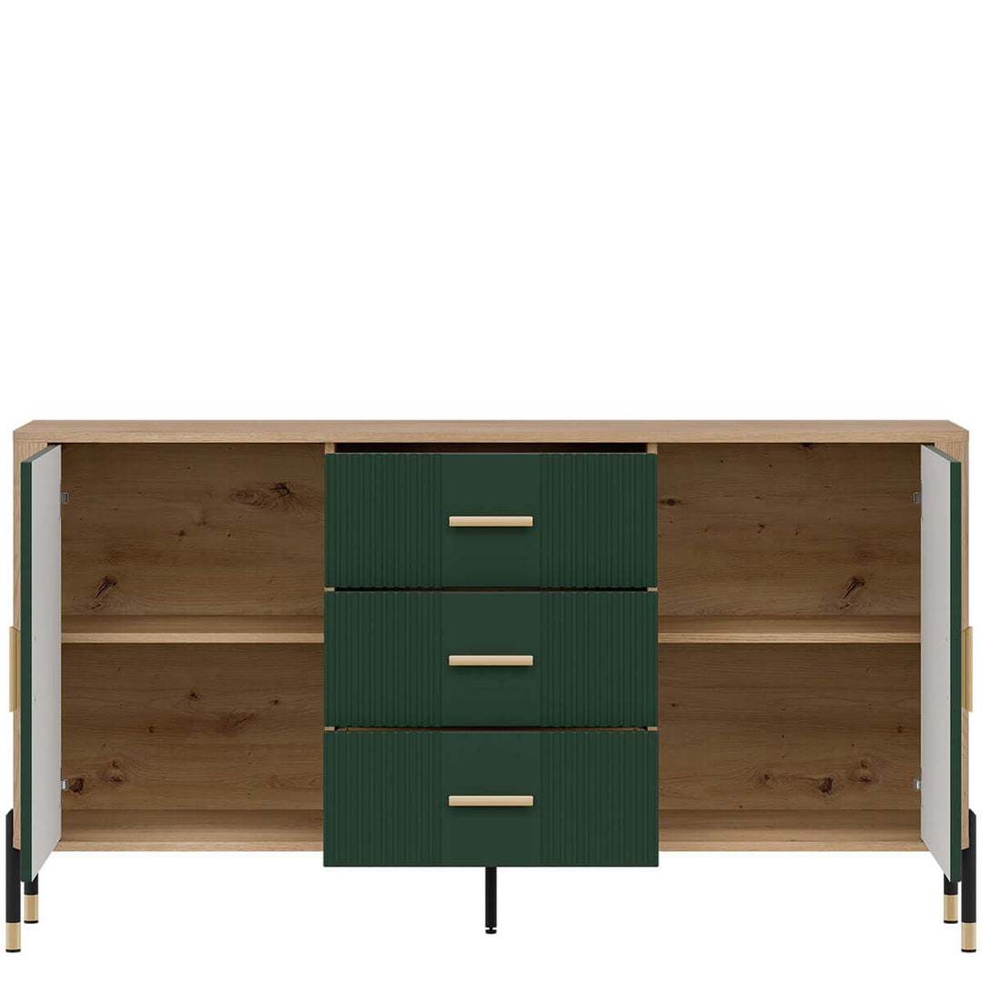 Фото наповнення комода DANTE LIVEO DT06 дуб кремона торро / зелений / золоті ручки