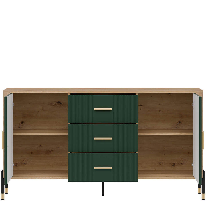 Фото наповнення комода DANTE LIVEO DT06 дуб кремона торро / зелений / золоті ручки